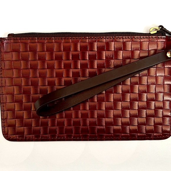 Handbags - Dooney & Bourke Dark Red Leather Wristlet Clutch